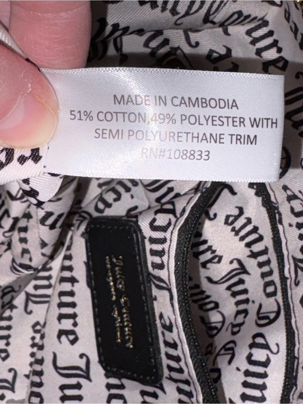 Juicy Couture Black & Beige Logo Hobo with Heart Charm